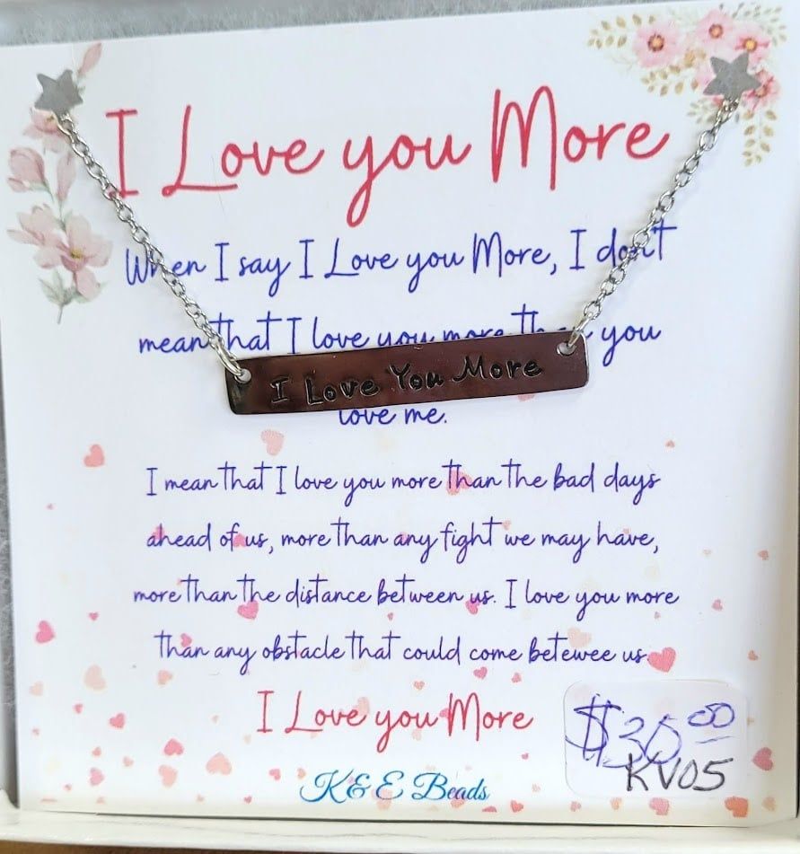 I Love You More bar necklace