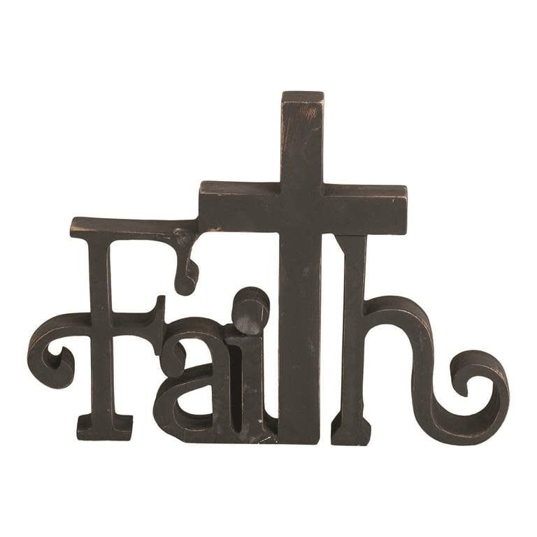 CRS TTOP FAITH WITH CROSS RSN 8&quot;H