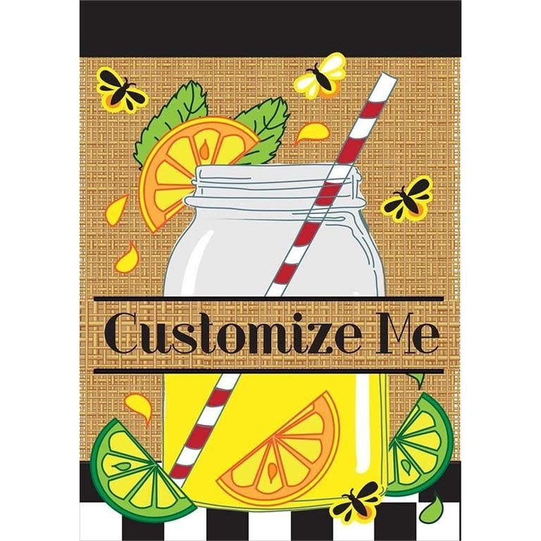 FLAG MASON JAR BURLAP POLYESTER 13X18