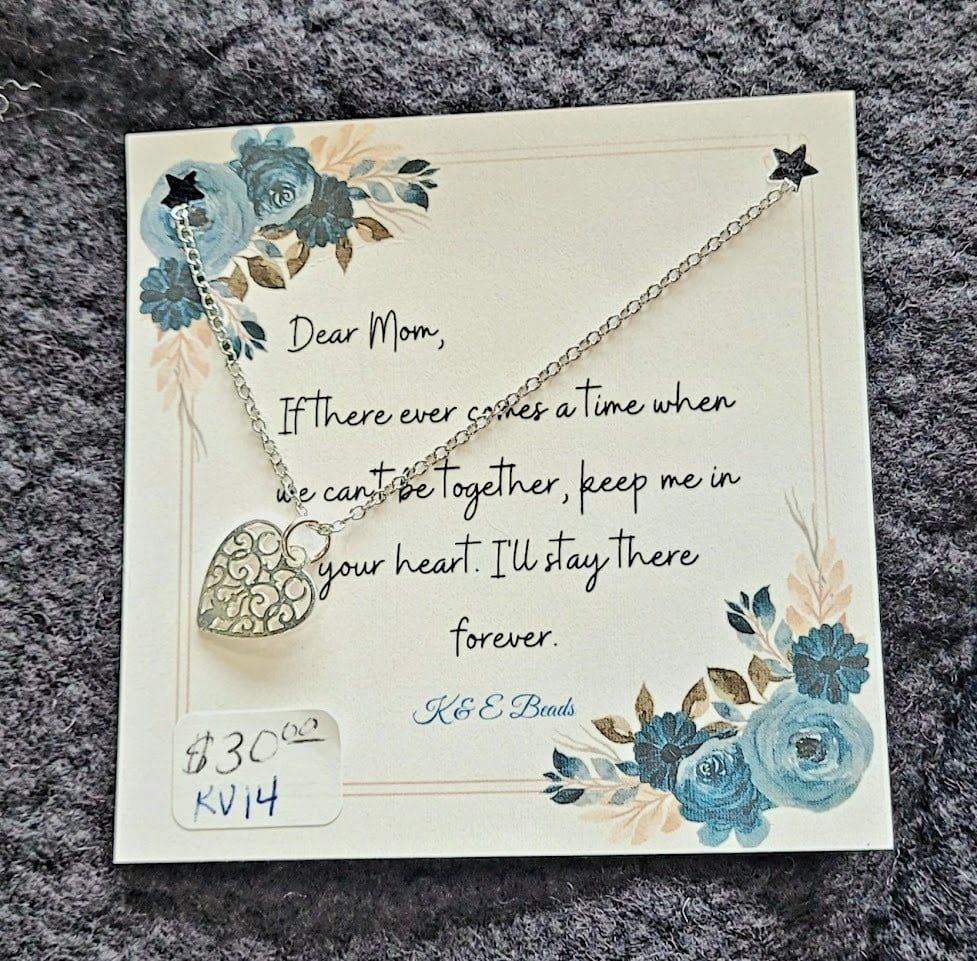 Dear Mom Filigree Heart Necklace