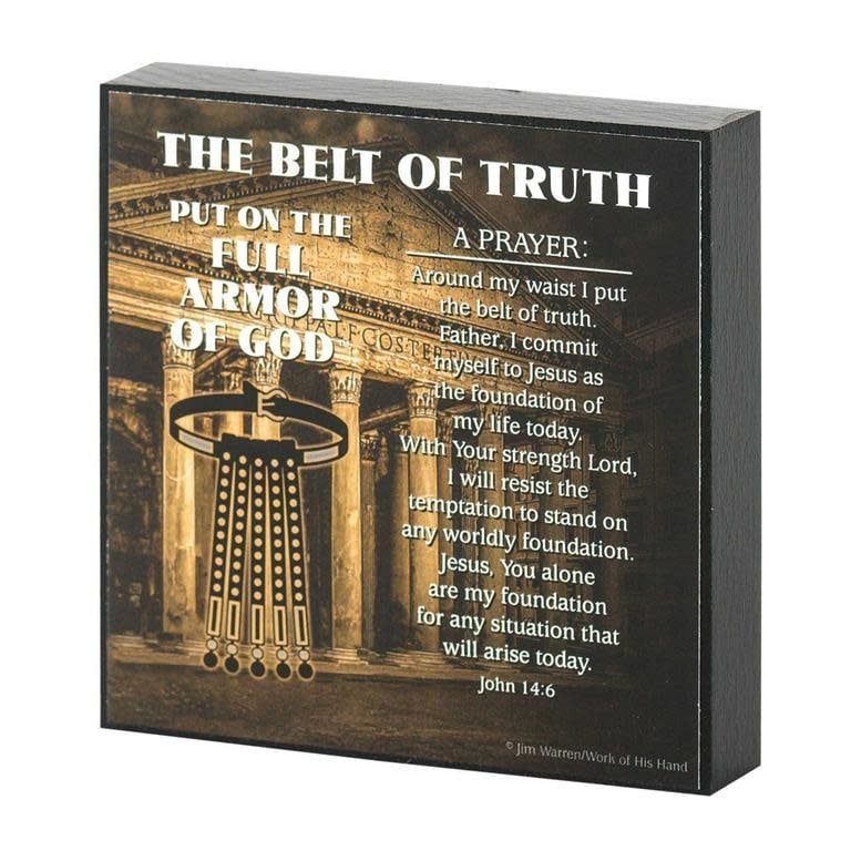 PLQ FULL ARMOR OF GOD BELT MDF 4&quot;X4&quot;