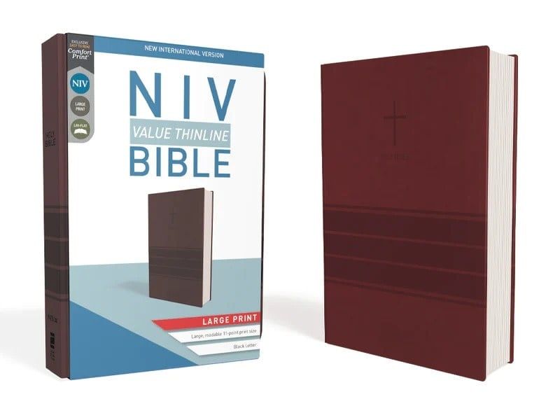 NIV Thinline Bible Large Print Burgundy