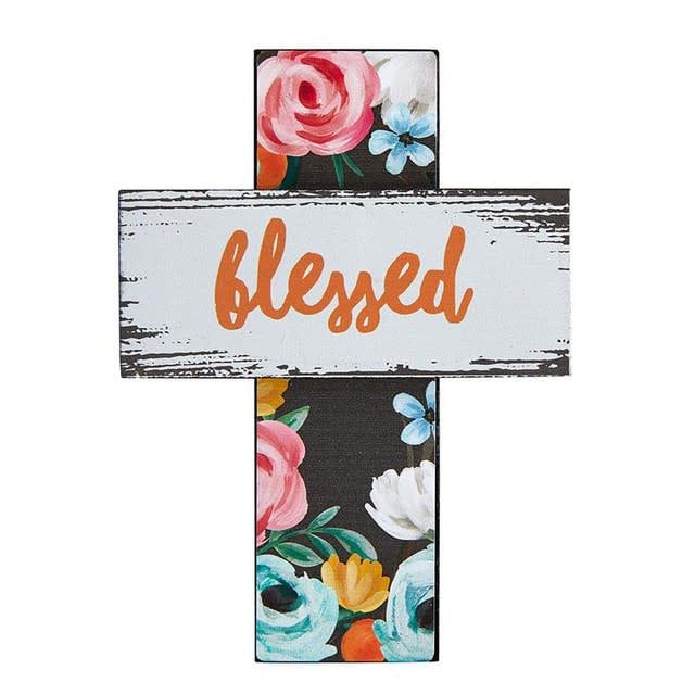 Tabletop Easel Cross - Blessed