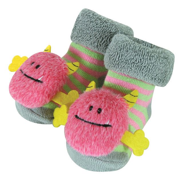 Rattle Socks - Pink Monster, 6-12 months