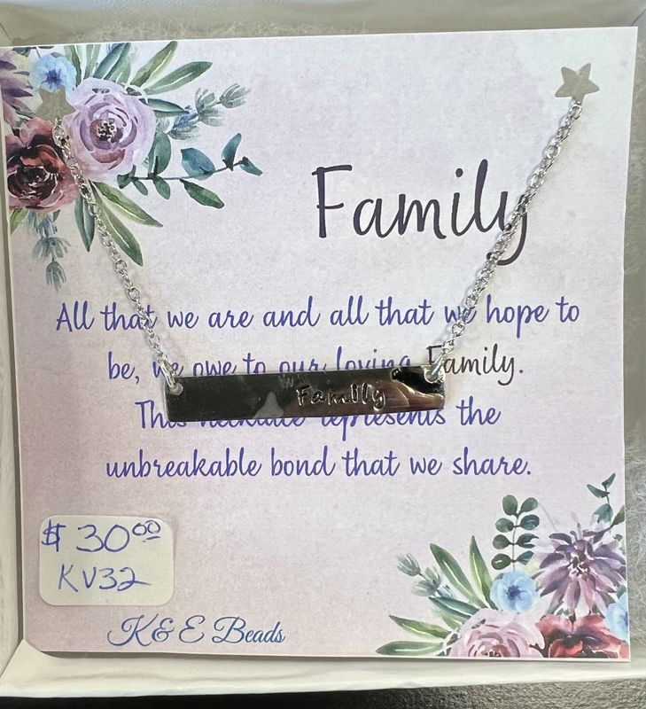 Family Prem Silver Bar Necklace