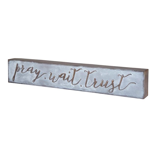 Pray, Trust, Wait - Tabletop Decor - Metal Plaque