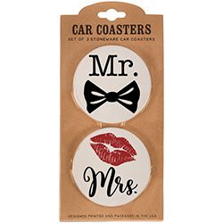 &quot;Mr. &amp; Mrs.&quot; Car Coaster Set