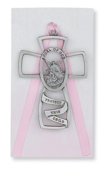 Guardian Angel Cross with Pink
