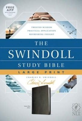 NLT The Swindoll Study Bible Large Print LeatherLike, Black
