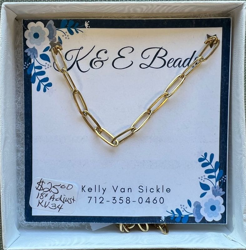 Paperclip Necklace - Gold, Adjustable