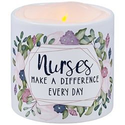 "Nurses" LED Candle With Ceramic Holder