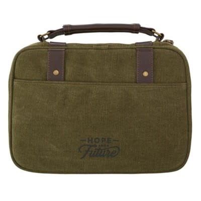 Hope and A Future Bible Cover, Canvas, Olive Green, Large