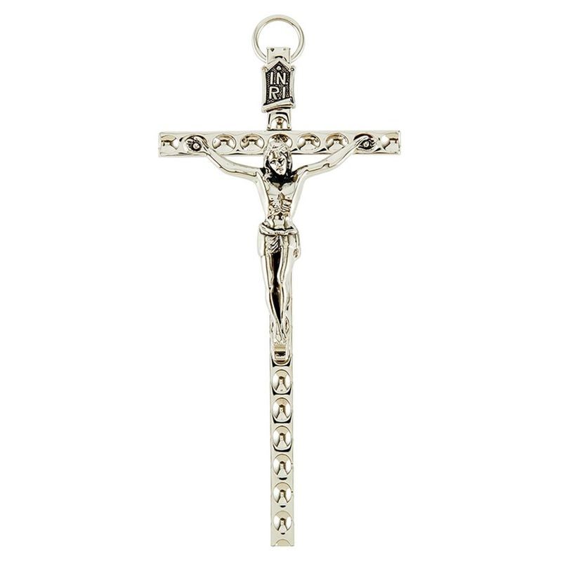 4&quot; Silver Hammered Wall Crucifix