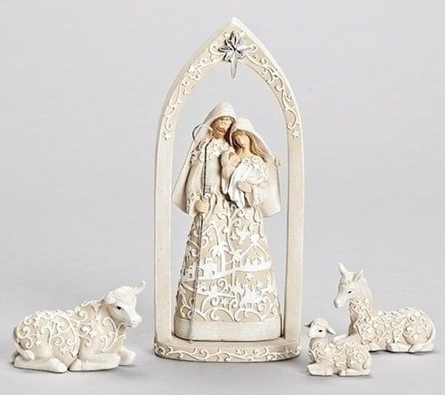 10&quot;H 4PC ST HOLY FAMILY W/ARCH ANIMALS PAPERCUT COLLECTION