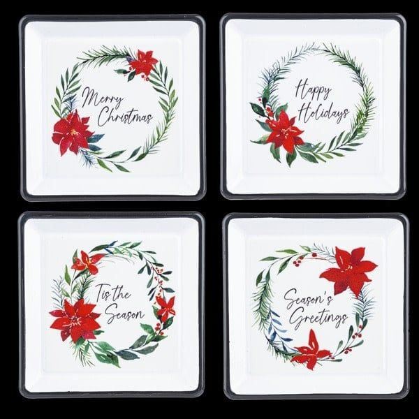 Poinsettia Trinket Dish - asst