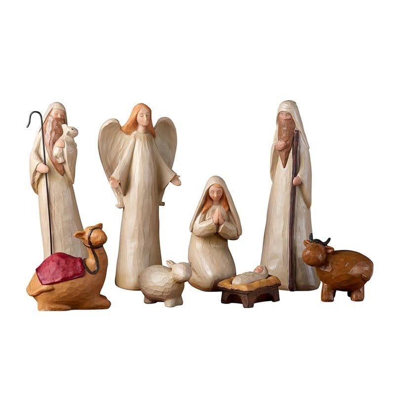 10&quot;H 8pc Wd Fnsh Nativity Set