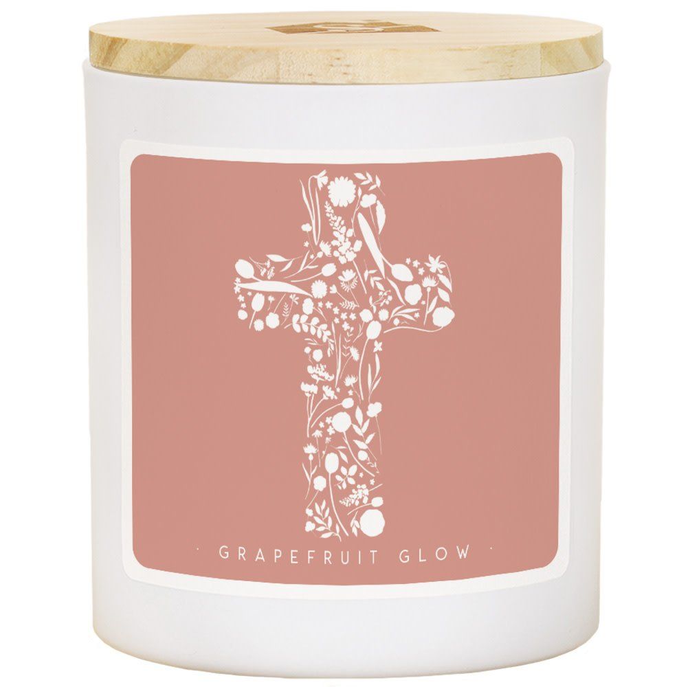 Floral Cross Candle