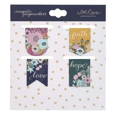 Faith, Hope, Love Magnetic Bookmarks, Set of 4