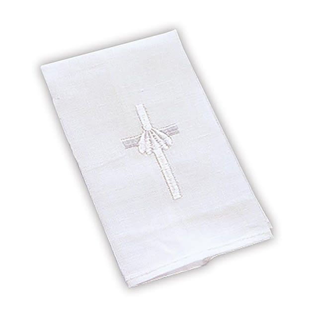 Cross &amp; Shell Baptismal Napkin with embroidery