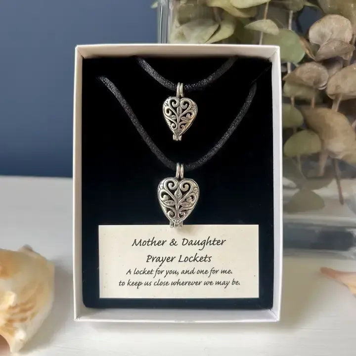 Mother Daughter Matching Heart Locket Set