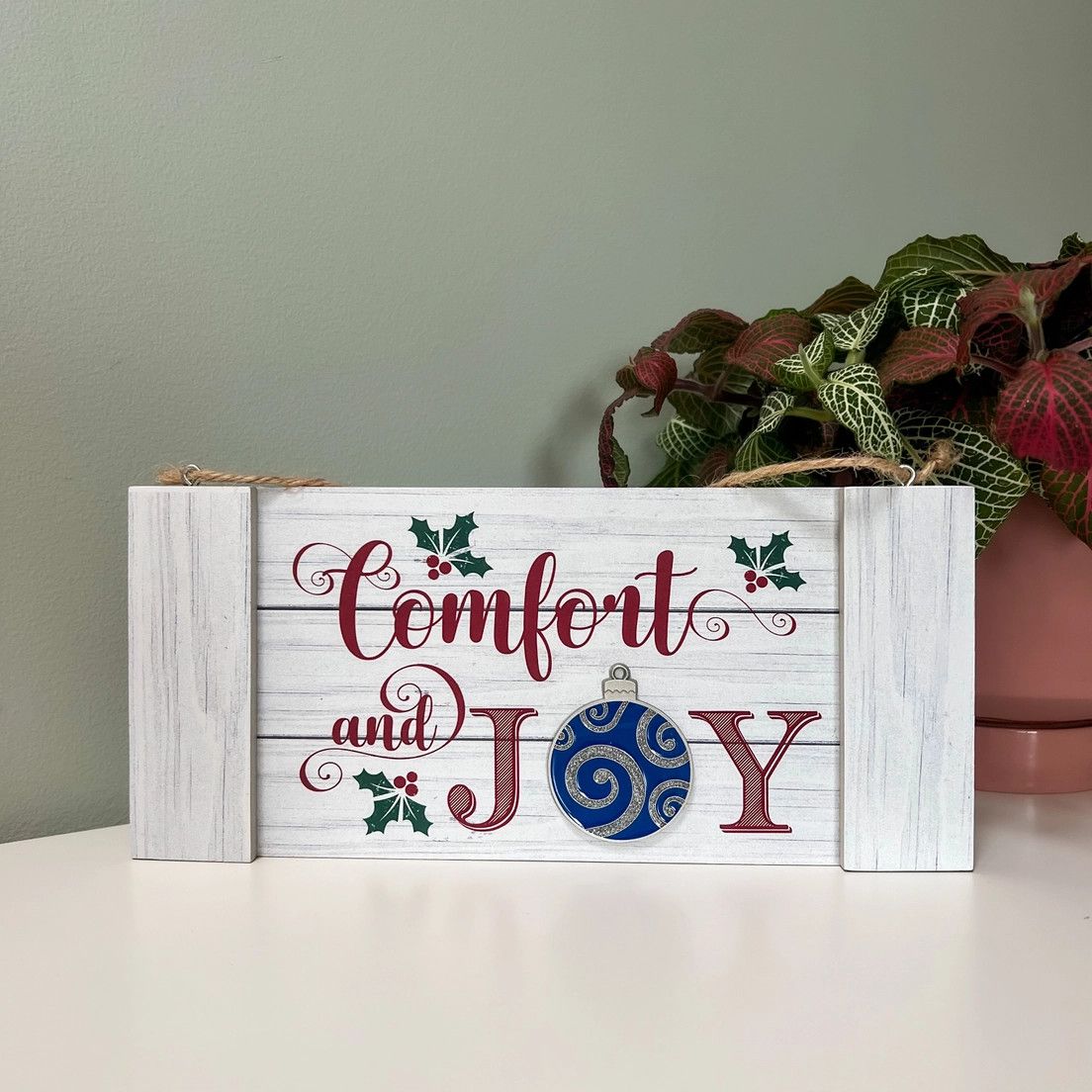 Comfort &amp; Joy Festive Hanging Plaque