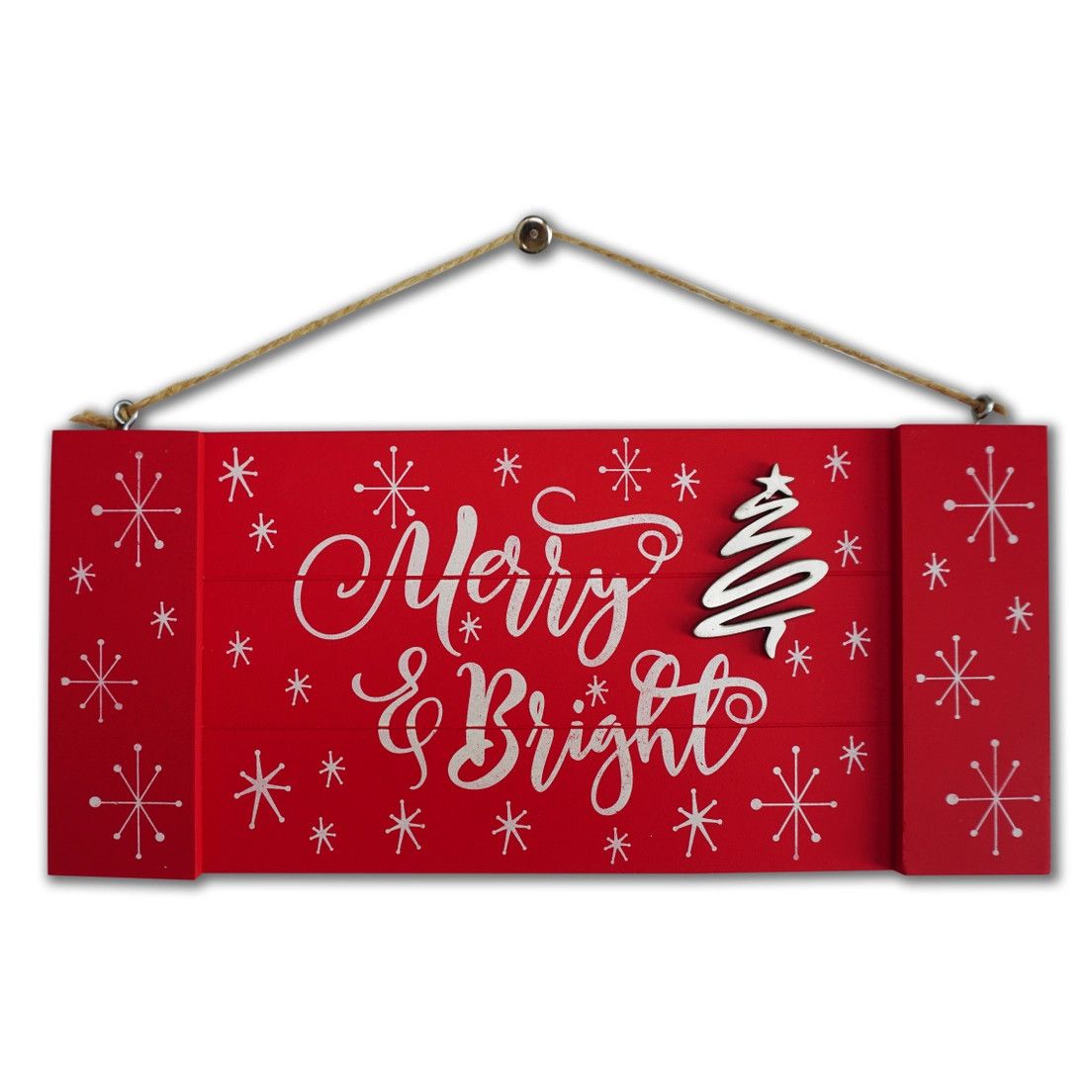 Merry &amp; Bright Festive Hanging Plaques