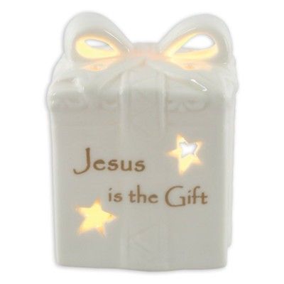 Jesus Is The Gift, Lighted Ceramic Decoration