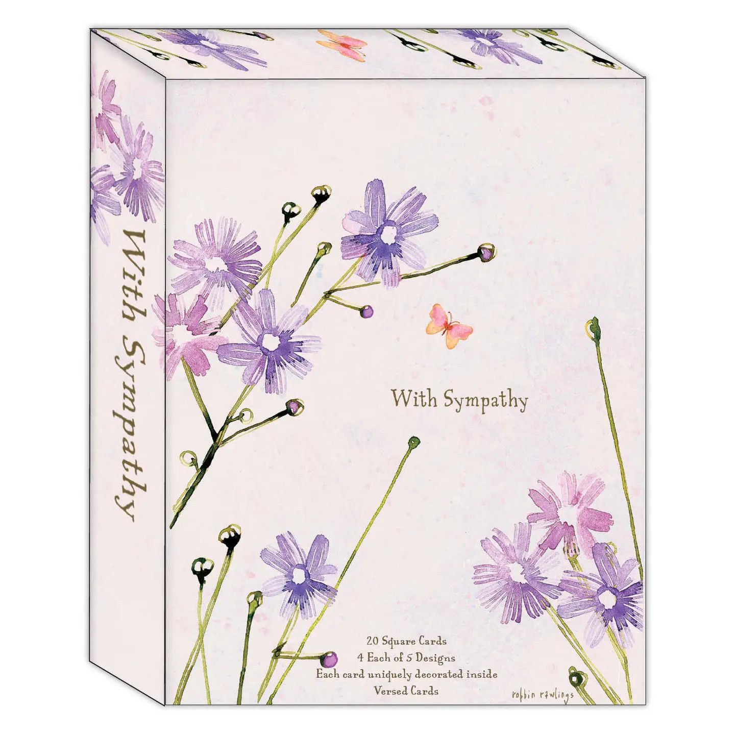With Sympathy - Boxed Note Card Assortment - 20 Cards