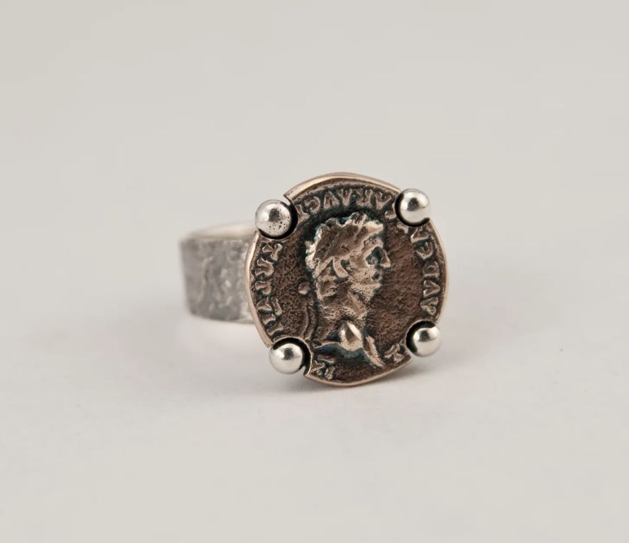 Karyn Chopik  P2406 BZ Roman Coin Ring 