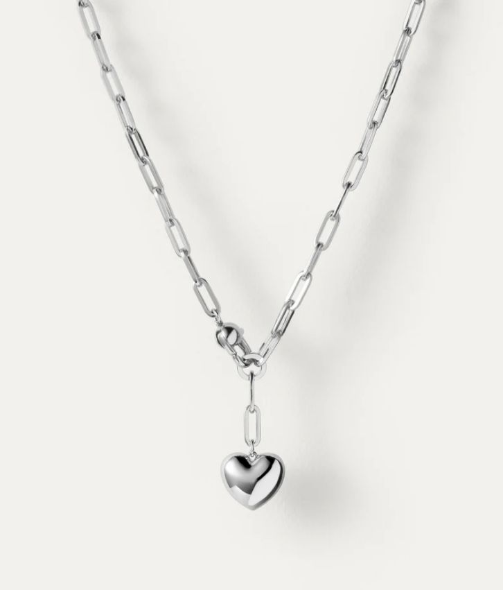 Jenny Bird  Puffy Heart Chain, Color: Silver, Size: o/s