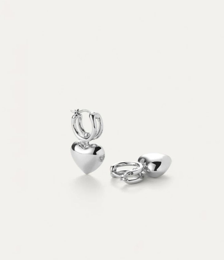 Jenny Bird  Puffy Heart Earrings, Color: Silver, Size: o/s