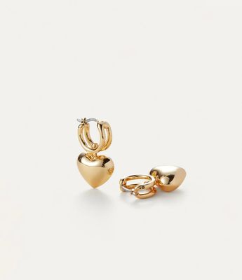 Jenny Bird  Puffy Heart Earrings, Color: Gold, Size: o/s