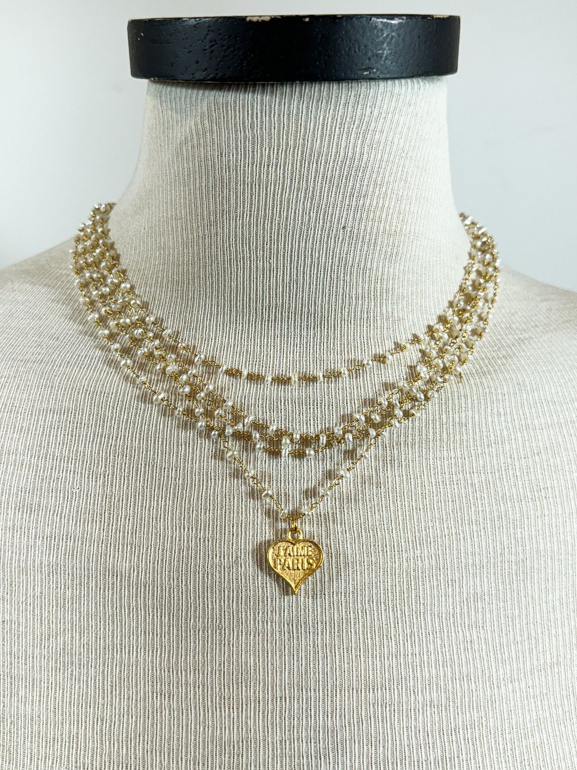 French Kande  FKPRB2304 Micro Pearl Strands Gold Pendant 