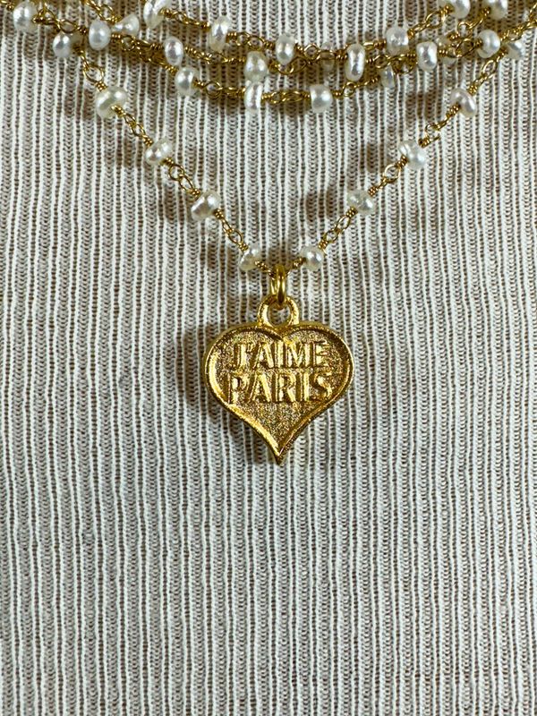 French Kande  FKPRB2304 Micro Pearl Strands Gold Pendant.