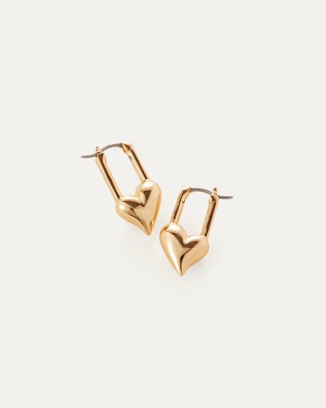 Jenny Bird Padlock Heart Huggies