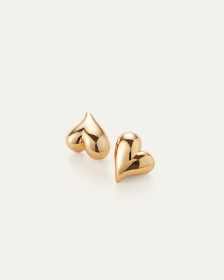 Jenny Bird Art Heart Button Earrings
