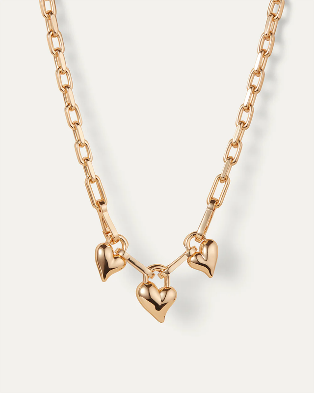 Jenny Bird Padlock Triple Heart Necklace