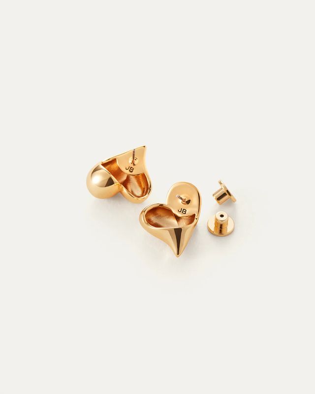 Jenny Bird Art Heart Button Earrings
