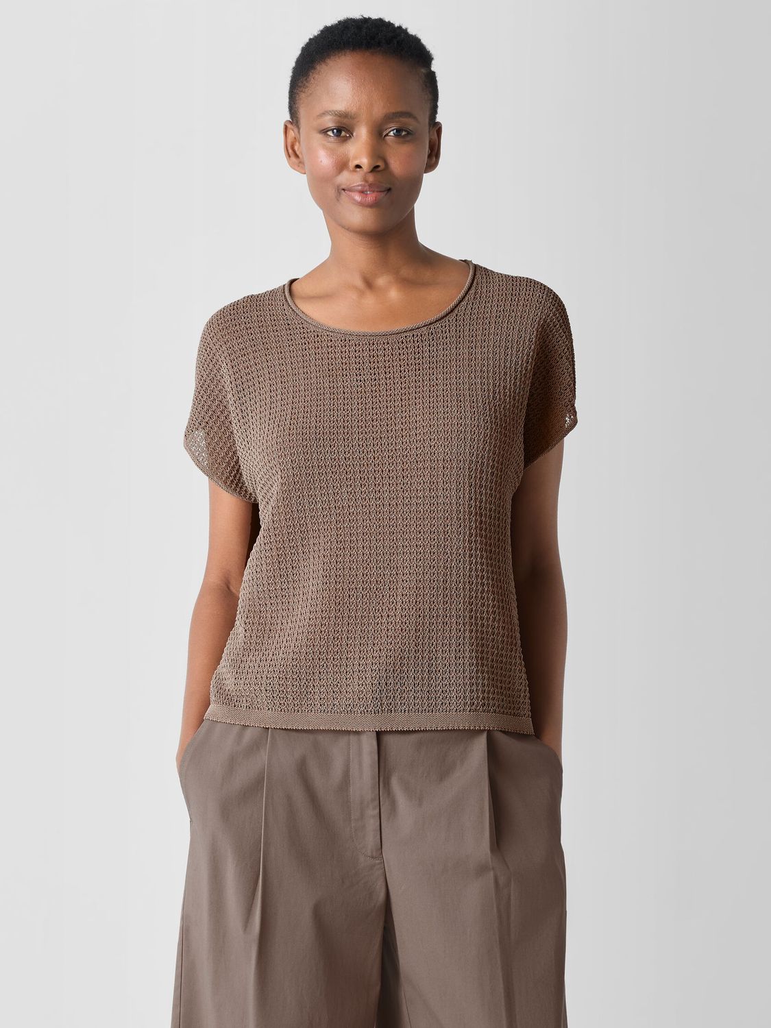 Eileen Fisher Mesh Sweater - Cocoa