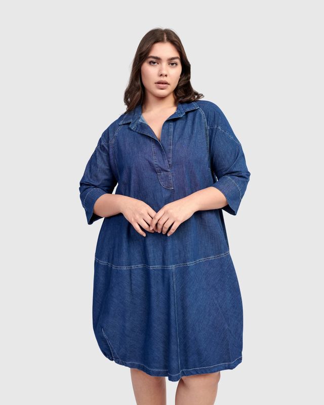 Alembika Vneck Denim Dress
