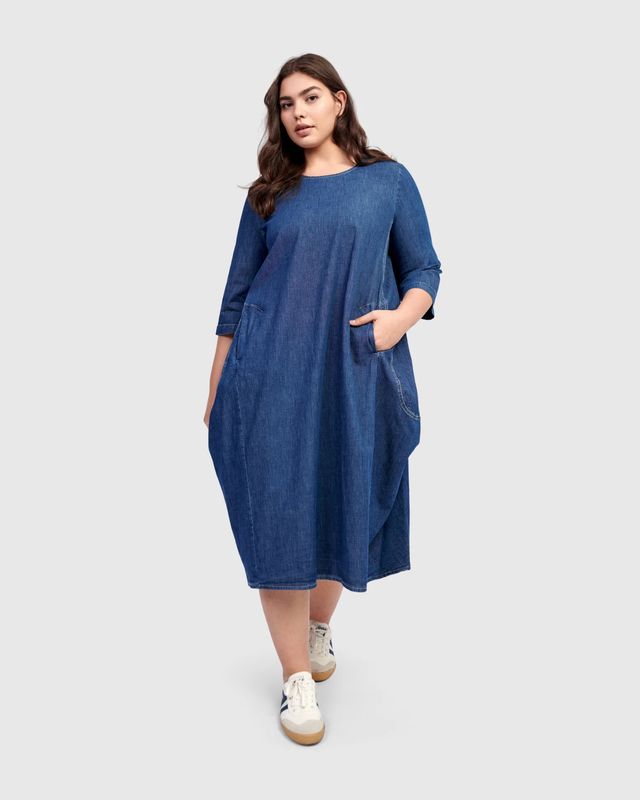 Alembika Round Neck Denim Dress