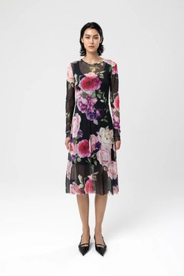 Nadya Toto Adele Floral Mesh Dress
