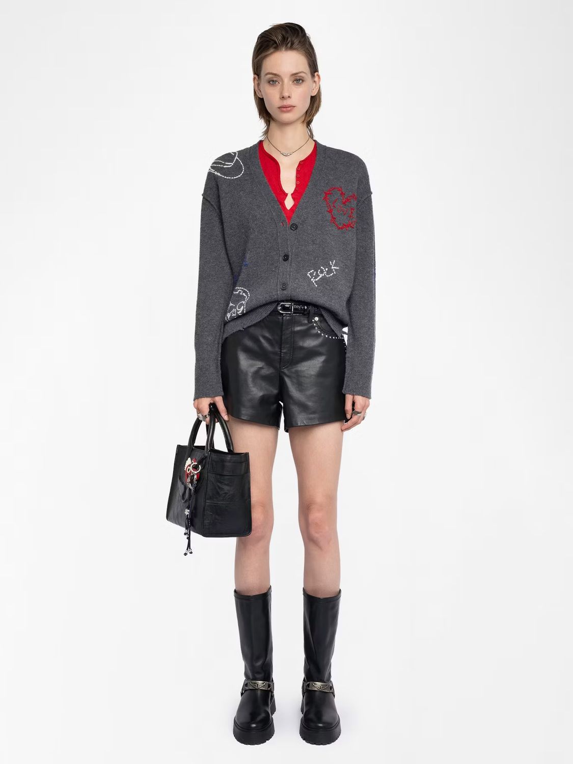 Zadig Voltaire Mirkaz Embroidered Cardigan - Grey
