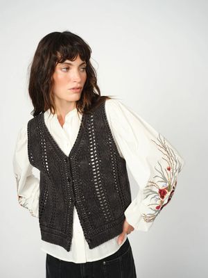 Mos Mosh Albanju Knit Lace Vest - Phantom