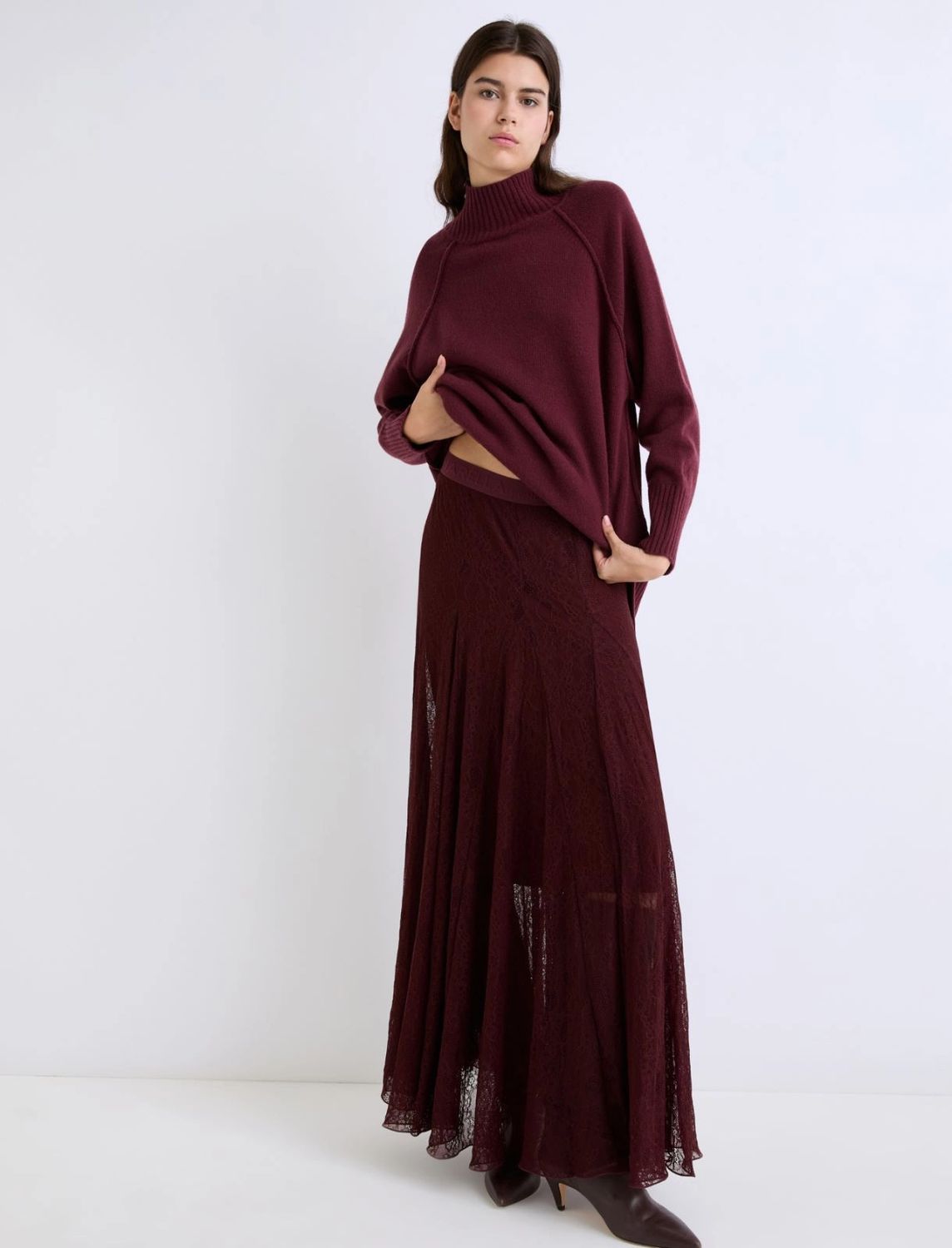 Marella Avenue Lace Skirt - Bordeaux