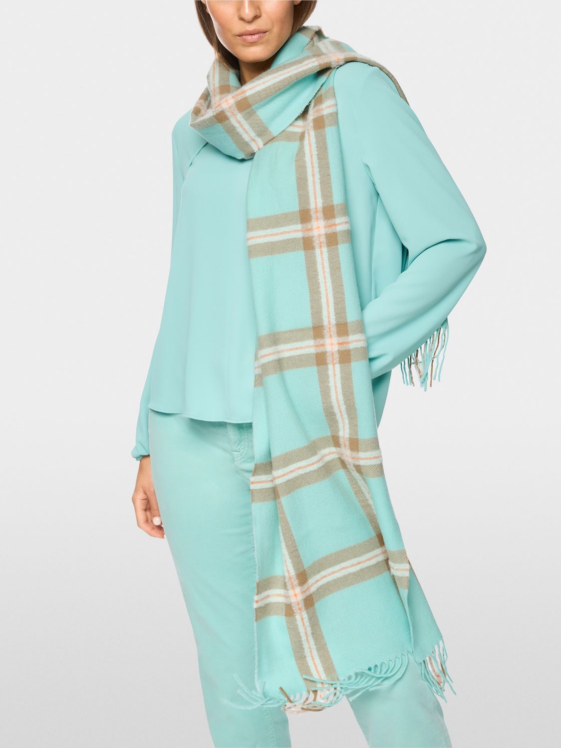 Marc Cain Wool Plaid Scarf