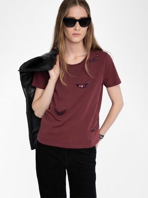 Zadig Voltaire Alys Wings Tee - Burgundy &amp; Ink