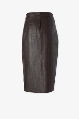 Iris Croco Leather Skirt - Espresso