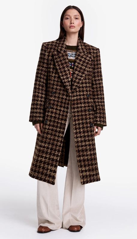 Smythe Houndstooth DB Topcoat - Espresso