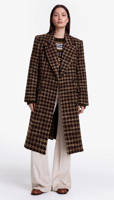 Smythe Houndstooth DB Topcoat - Espresso